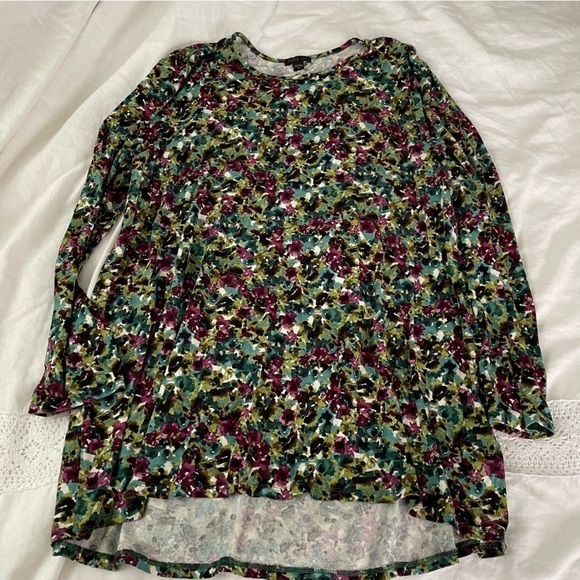 J Jill Plus XL Floral Tunic Top Tunic Shirt Black stretchy high-low - Picture 1 of 6